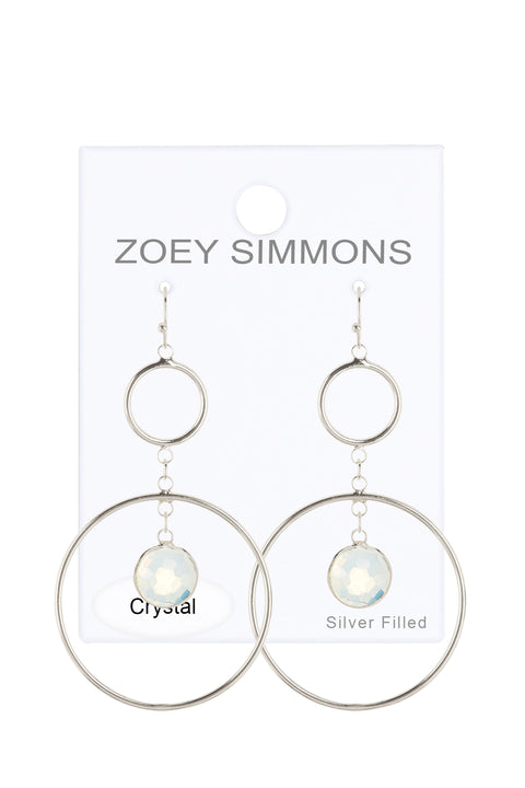 Moonstone Crystal & Circles Drop Earrings - SF