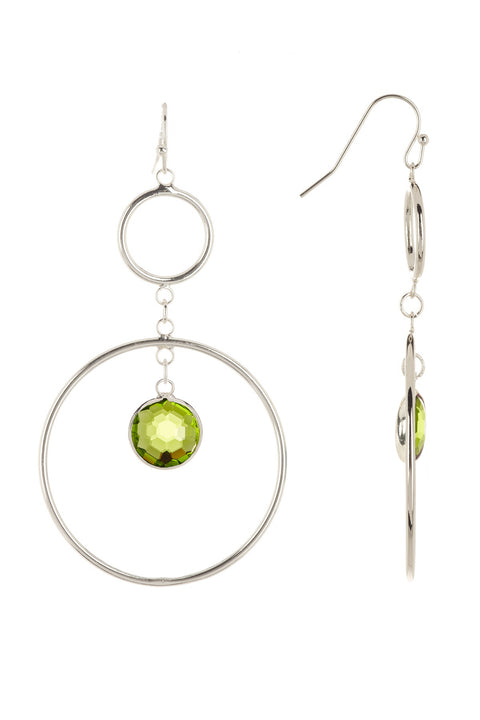 Peridot Crystal & Circles Drop Earrings - SF