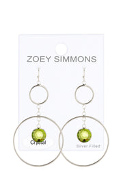 Peridot Crystal & Circles Drop Earrings - SF