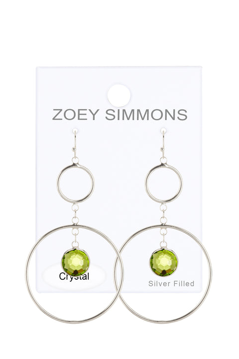Peridot Crystal & Circles Drop Earrings - SF