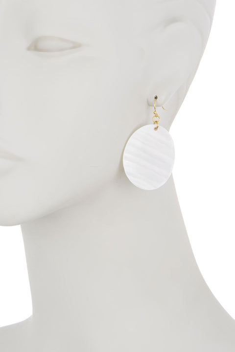 Mother Of Pearl Disc Drop Earrings - GF