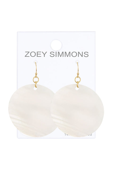 Mother Of Pearl Disc Drop Earrings - GF
