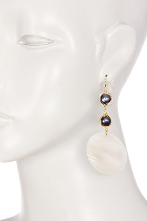 Mother Of Pearl & Freshwater Pearl Drop Earrings - GF