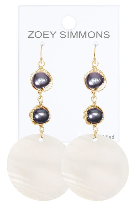 Mother Of Pearl & Freshwater Pearl Drop Earrings - GF