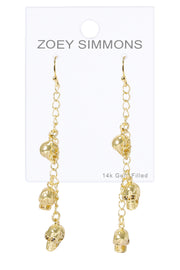 Skull Charm Dangle Earrings - GF