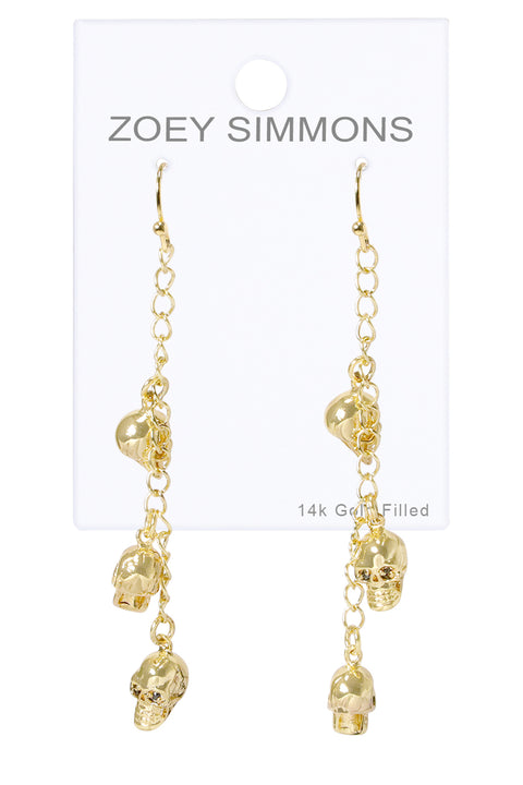 Skull Charm Dangle Earrings - GF