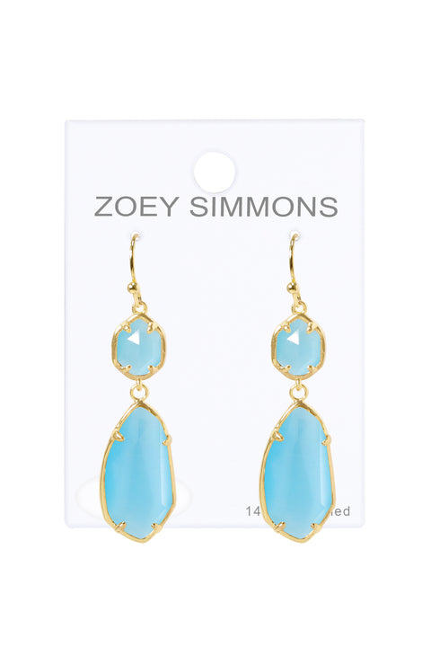 Blue Cat's Eye Hanging Drop Earrings - GF