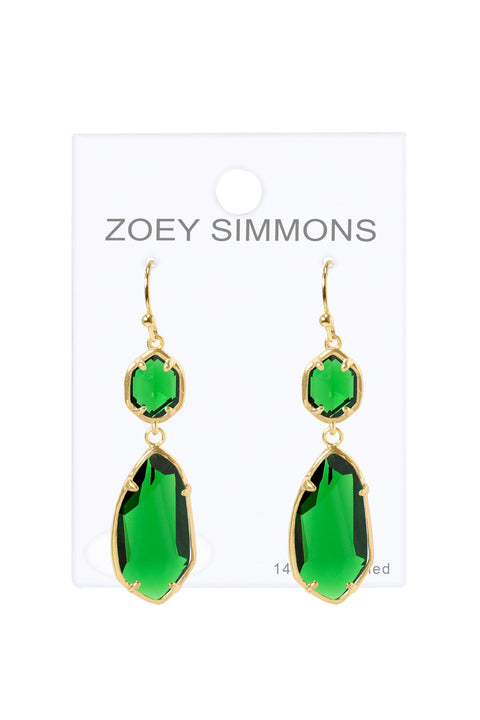 Blue Cat's Eye Hanging Drop Earrings - GF