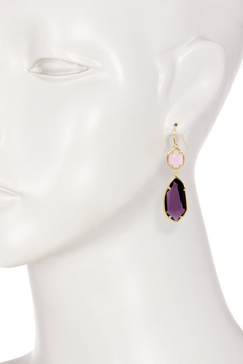 Lavender Crystal Hanging Drop Earrings - GF
