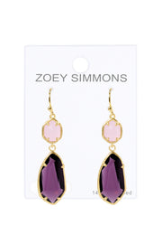 Lavender Crystal Hanging Drop Earrings - GF