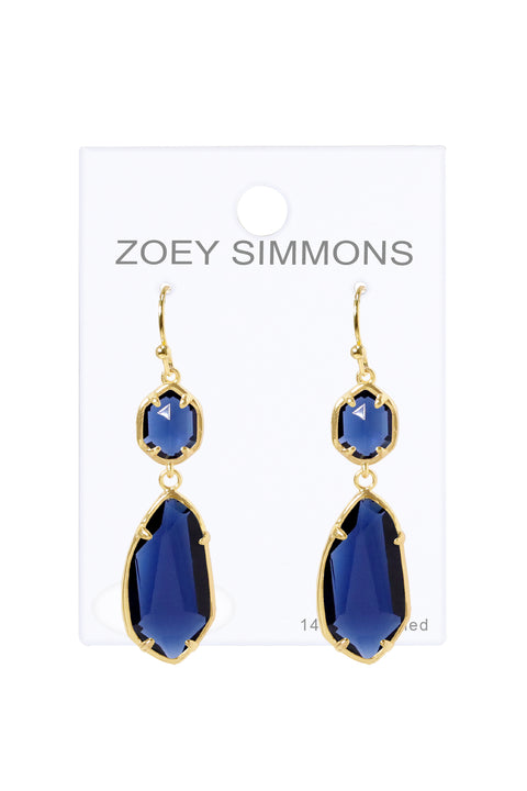 London Blue Crystal Hanging Drop Earrings - GF