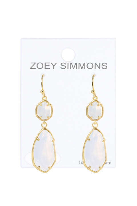 Moonstone Crystal Hanging Drop Earrings - GF