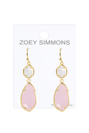 Rose Crystal Hanging Drop Earrings - GF