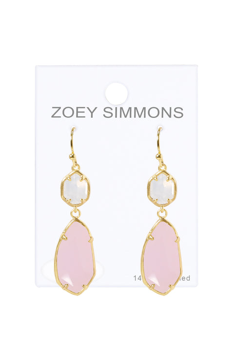 Rose Crystal Hanging Drop Earrings - GF