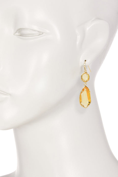 Yellow Crystal Hanging Drop Earrings - GF