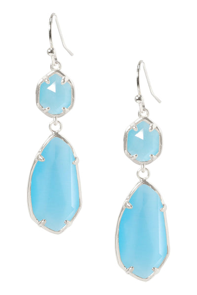 Blue Cat's Eye Hanging Drop Earrings - SF