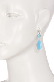 Blue Cat's Eye Hanging Drop Earrings - SF