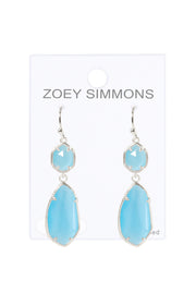 Blue Cat's Eye Hanging Drop Earrings - SF