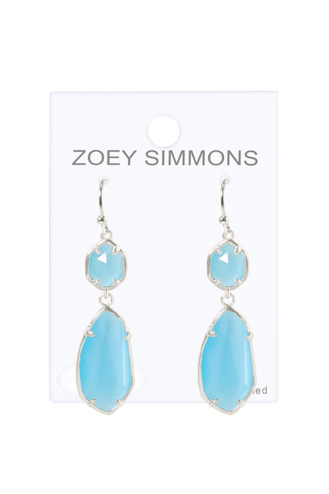 Blue Cat's Eye Hanging Drop Earrings - SF