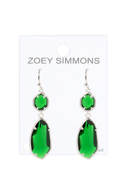 Emerald Crystal Hanging Drop Earrings - SF