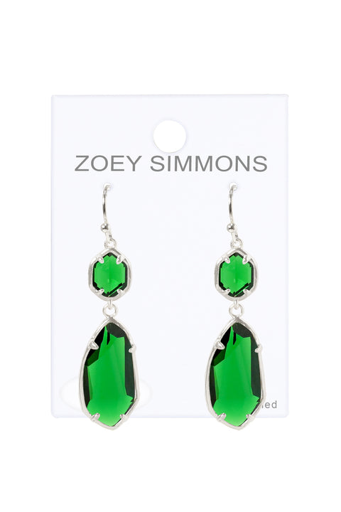 Emerald Crystal Hanging Drop Earrings - SF