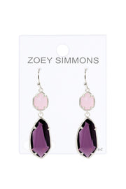 Lavender Crystal Hanging Drop Earrings - SF