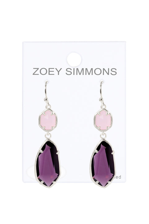 Lavender Crystal Hanging Drop Earrings - SF