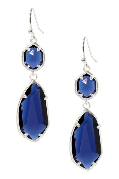 London Blue Crystal Hanging Drop Earrings - SF