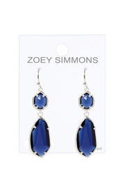 London Blue Crystal Hanging Drop Earrings - SF
