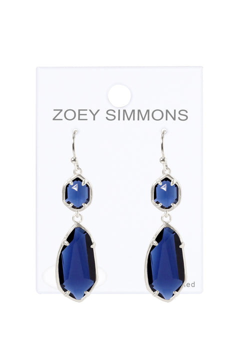 London Blue Crystal Hanging Drop Earrings - SF