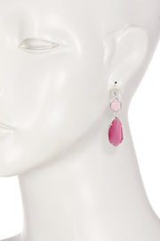 Pink Cat's Eye Hanging Drop Earrings - SF