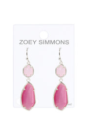 Pink Cat's Eye Hanging Drop Earrings - SF