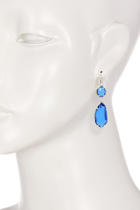 Swiss Blue Crystal Hanging Drop Earrings - SF