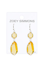 Yellow Crystal Hanging Drop Earrings - SF