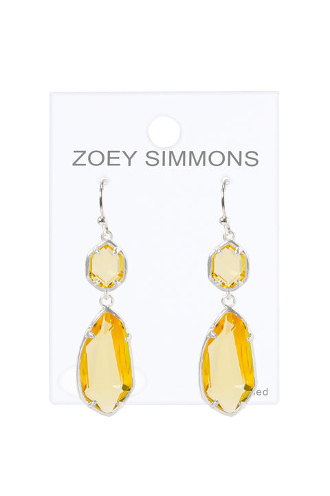 Yellow Crystal Hanging Drop Earrings - SF