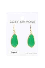 Green Chalcedony Crystal Fancy Cut Drop Earrings - GF