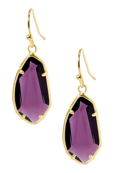 Lavender Crystal Fancy Cut Drop Earrings - GF