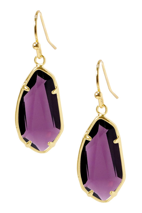 Lavender Crystal Fancy Cut Drop Earrings - GF