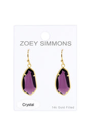 Lavender Crystal Fancy Cut Drop Earrings - GF