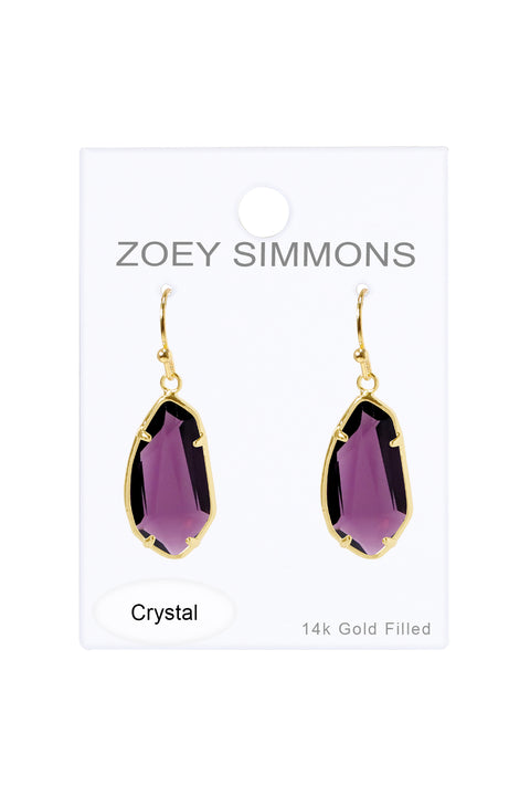 Lavender Crystal Fancy Cut Drop Earrings - GF