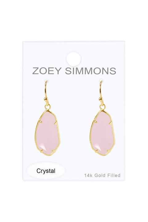 Rose Crystal Fancy Cut Drop Earrings - GF