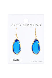Swiss Blue Crystal Fancy Cut Drop Earrings - GF