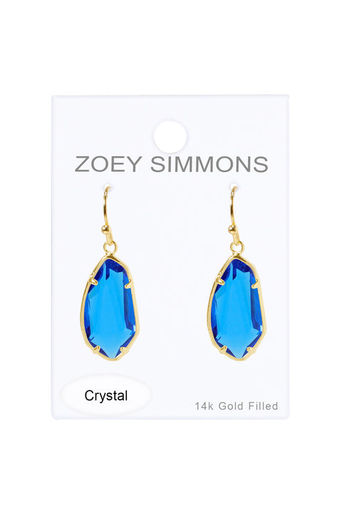 Swiss Blue Crystal Fancy Cut Drop Earrings - GF
