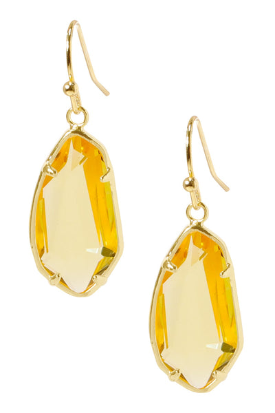 Yellow Crystal Fancy Cut Drop Earrings - GF
