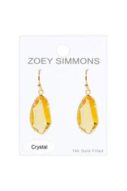 Yellow Crystal Fancy Cut Drop Earrings - GF