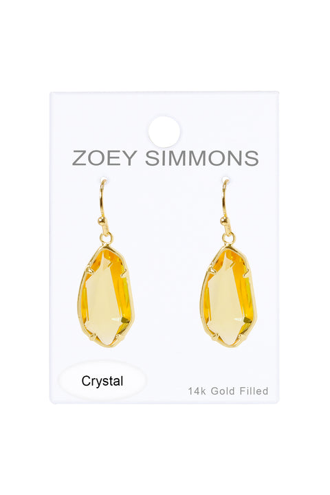 Yellow Crystal Fancy Cut Drop Earrings - GF