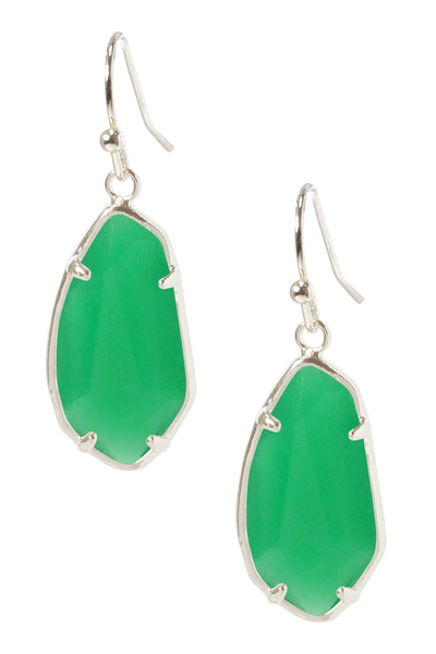 Green Chalcedony Crystal Fancy Cut Drop Earrings - SF