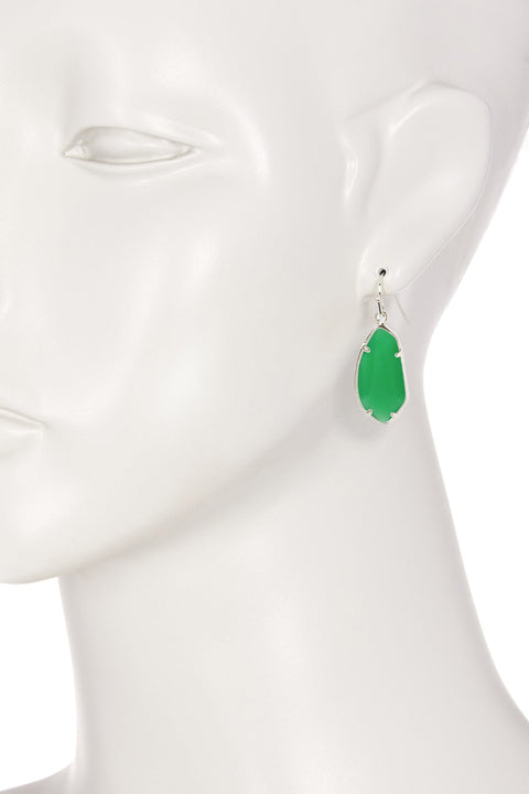 Green Chalcedony Crystal Fancy Cut Drop Earrings - SF