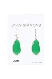Green Chalcedony Crystal Fancy Cut Drop Earrings - SF