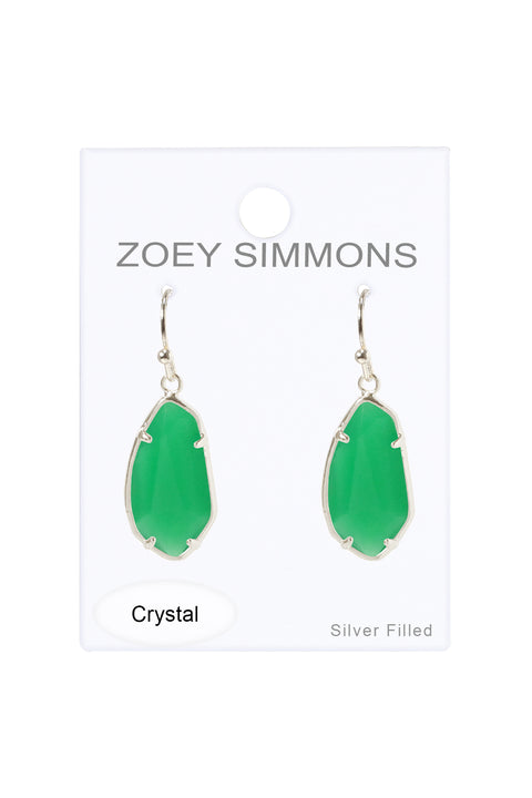 Green Chalcedony Crystal Fancy Cut Drop Earrings - SF